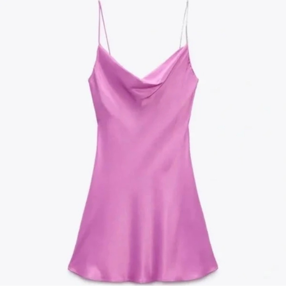 Zara Soft Pink Satin Mini Dress Women’s Size Large